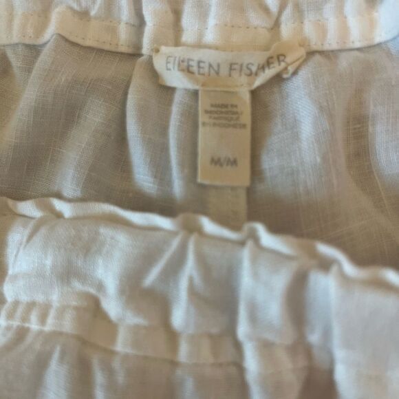 Eileen Fisher Linen Wide Leg Pants with Elastic Waistband - Picture 2 of 5